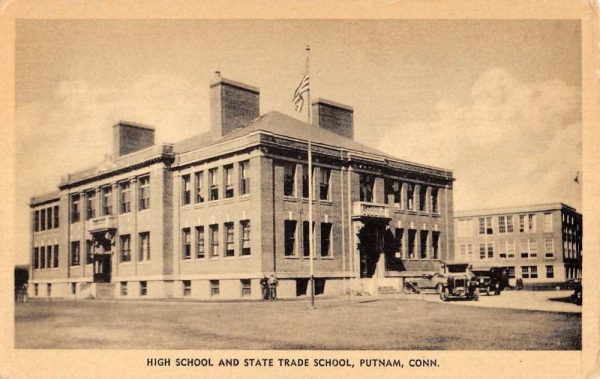 Putnam Connecticut High School Street View Antique Postcard K98964