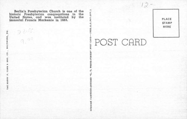 Berlin Maryland Buckingham Presbyterian Church Antique Postcard K98968 - Image 2