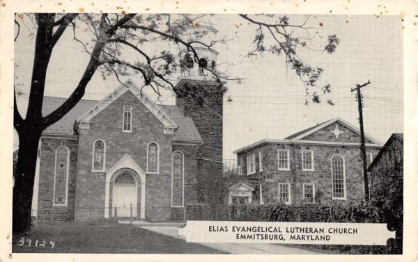 Emmitsburg Maryland Elias Evangelical Lutheran Church Antique Postcard K98974
