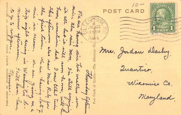 College Park Maryland University Entrance Antique Postcard K98982 - Image 2
