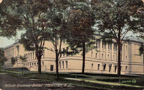 Montclair New Jersey Hillside Grammar School Street View Antique Postcard K99005