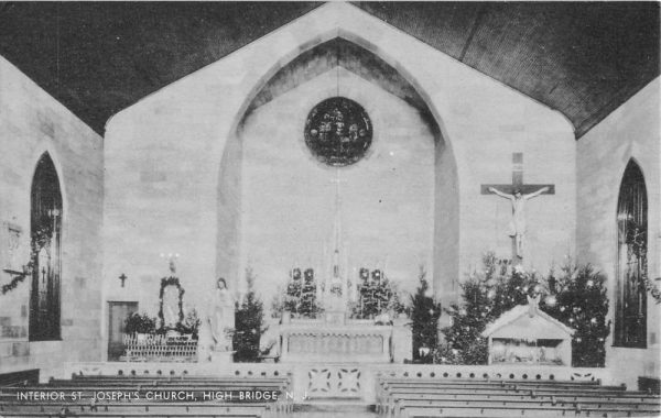 High Bridge New Jersey St Josephs Church Interior Antique Postcard K99024
