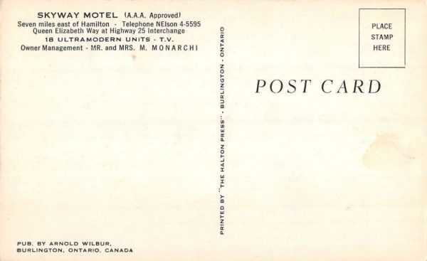 Burlington Ontario Canada Skyway Motel Street View Antique Postcard K99038 - Image 2