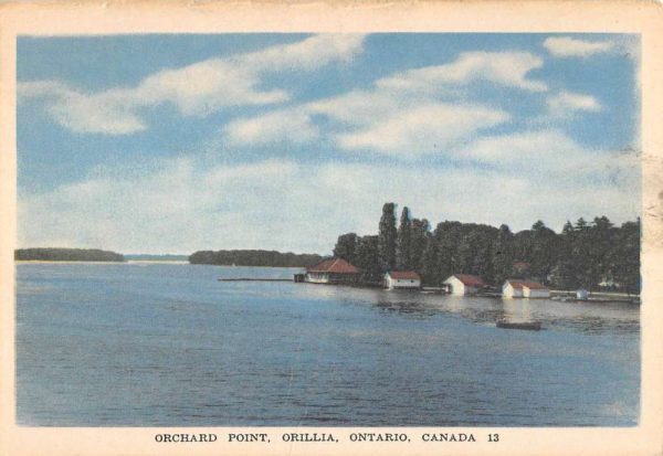 Orillia Ontario Canada Orchard Point Waterfront Antique Postcard K99046