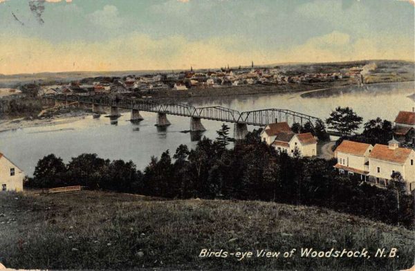 Woodstock New Brunswick Canada Birdseye View Of City Antique Postcard K99050