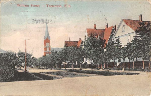 Yarmouth Nova Scotia Canada William Street Scene Antique Postcard K99054