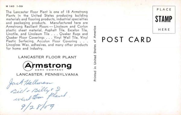 Lancaster Pennsylvania aerial view Armstrong Cork Co vintage pc Z49158 - Image 2