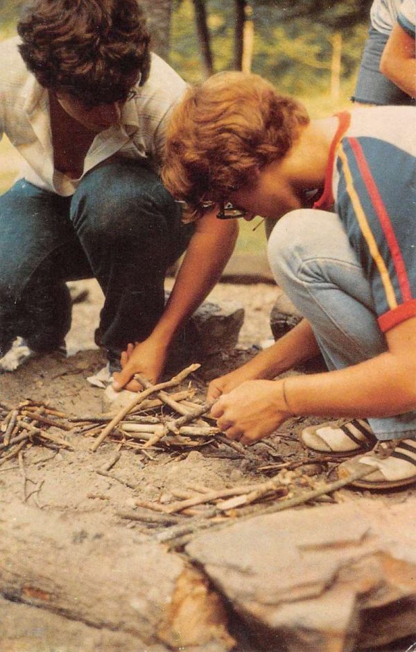 Danbury North Carolina Sertoma 4H Camp Fire Building Vintage Postcard K99100
