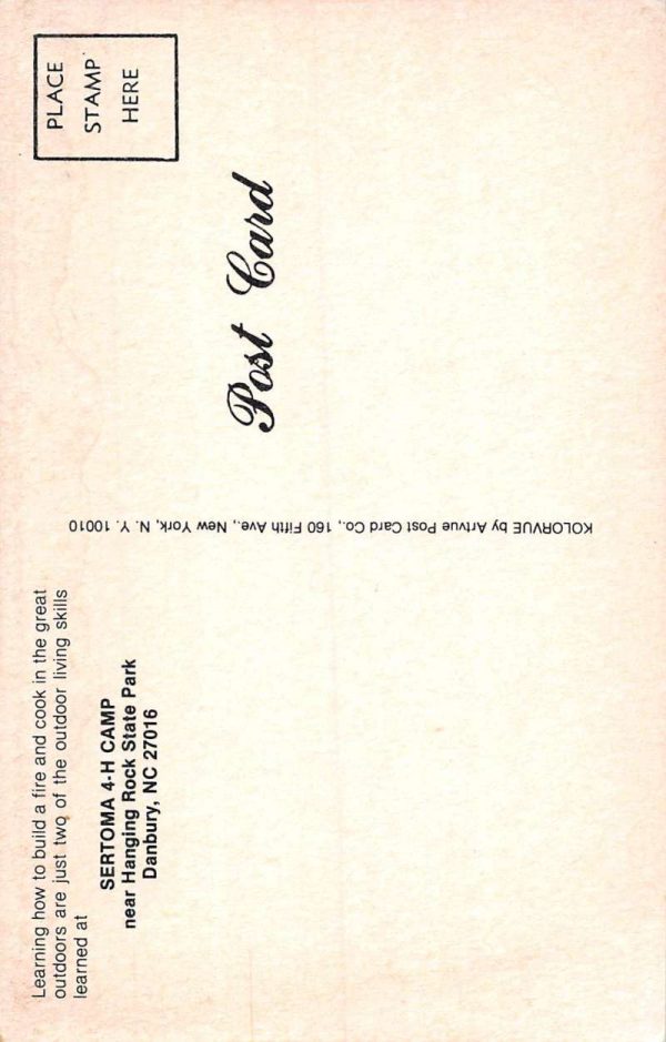 Danbury North Carolina Sertoma 4H Camp Fire Building Vintage Postcard K99100 - Image 2