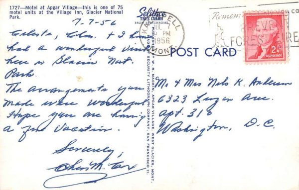 Billings Montana Apgar Village Motel Street View Vintage Postcard K99141 - Image 2