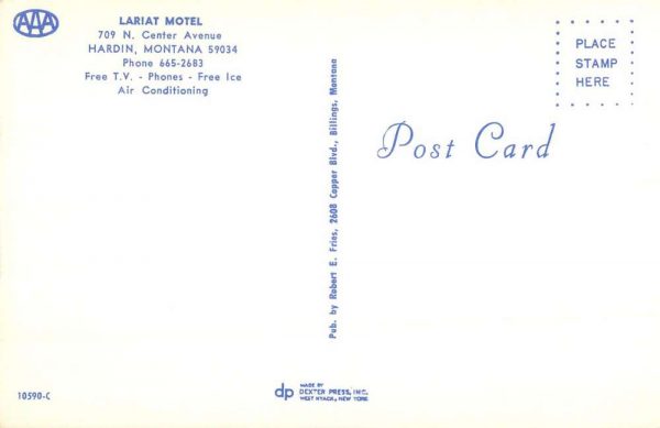 Hardin Montana Lariat Motel Street View Vintage Postcard K99142 - Image 2