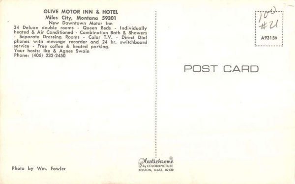 Miles City Montana Olive Motor Inn Multiview Vintage Postcard K99145 - Image 2