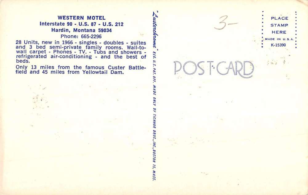 Hardin Montana Western Motel Street View Vintage Postcard K99147 - Image 2