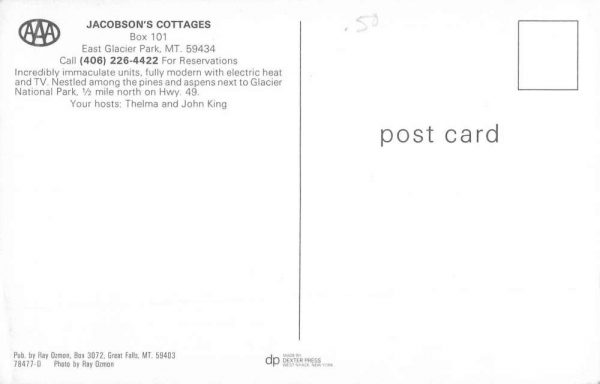 East Glacier Park Montana Jacobsons Cottages Street View Vintage Postcard K99149 - Image 2
