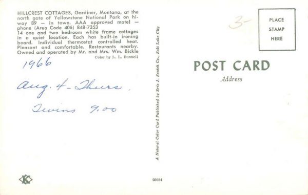 Gardiner Montana Hillcrest Cottages Street View Vintage Postcard K99150 - Image 2