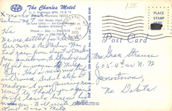 Forsyth Montana Charles Motel Street View Vintage Postcard K99160 - Image 2