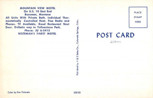 Bozeman Montana Mountain View Motel Street View Vintage Postcard K99161 - Image 2
