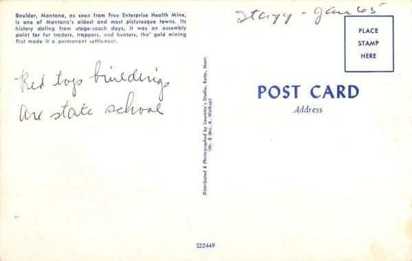 Boulder Montana Free Enterprise Health Mine Vintage Postcard K99163 - Image 2