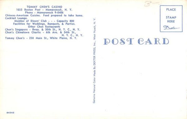 Mamaroneck New York Tommy Chens Casino Multiview Vintage Postcard K99191 - Image 2