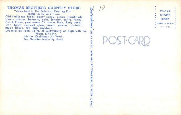 Biglerville Pennsylvania Thomas Bros Country Store Vintage Postcard K99224 - Image 2