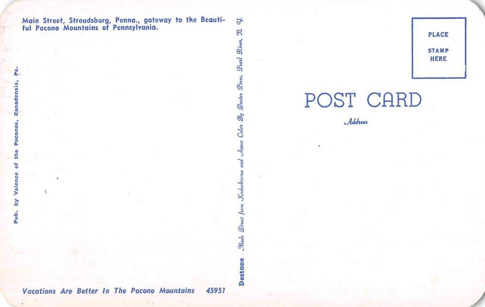 Stroudsburg Pennsylvania Main Street Scene Vintage Postcard K99241 - Image 2