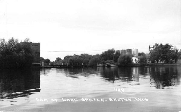 Chetek Wisconsin Lake Dam Real Photo Antique Postcard K99439
