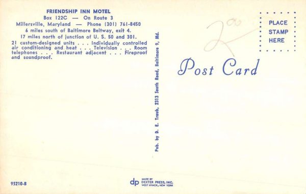 Millersville Maryland Friendship Inn Motel Multiview Vintage Postcard K99498 - Image 2