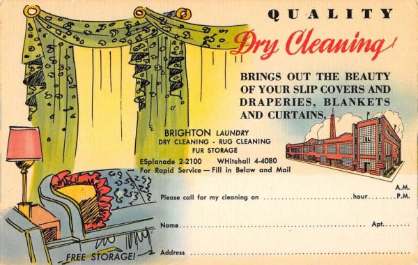 Brooklyn New York Brighton Laundry Co Dry Cleaning Antique Postcard K99531