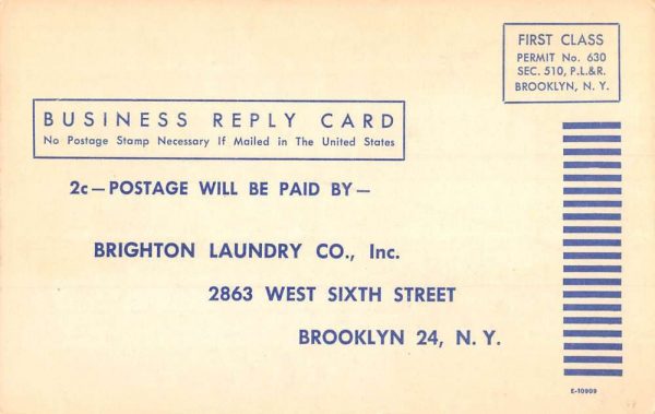 Brooklyn New York Brighton Laundry Co Dry Cleaning Antique Postcard K99531 - Image 2