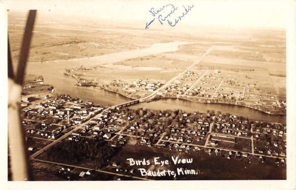 Baudette Minnesota Birdseye View Of City Real Photo Antique Postcard K99579