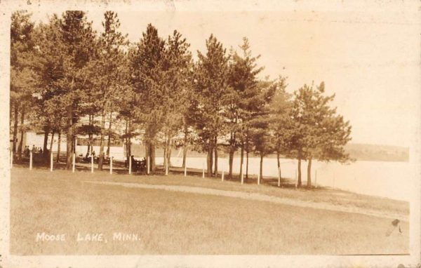 Moose Lake Minnesota Scenic Waterfront Real Photo Antique Postcard K99588