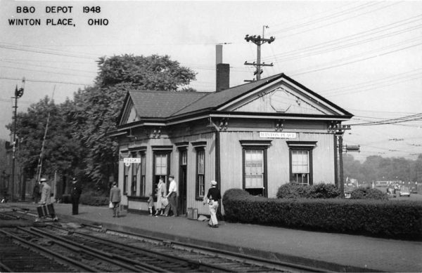 Winton Place Ohio B And O Railroad Depot Real Photo Antique Postcard K99899