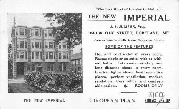 Portland Maine New Imperial Street View Antique Postcard K99941