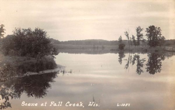 Fall Creek Wisconsin Waterfront Scene Real Photo Antique Postcard K100108