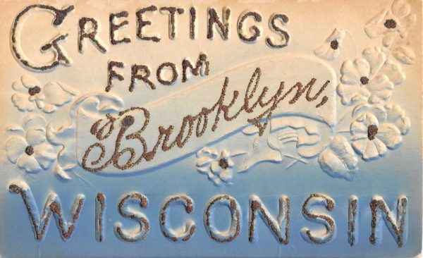 Brooklyn Wisconsin Airbrushed Flower Greeting Antique Postcard K100113