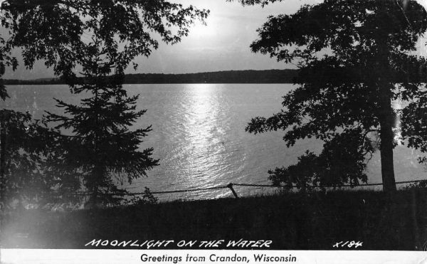 Crandon Wisconsin Moonlight On Water Real Photo Antique Postcard K100116