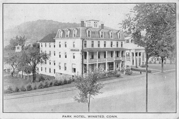 Winsted Connecticut Park Hotel Street View Antique Postcard K100130