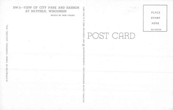 Bayfield Wisconsin City Park And Harbor Waterfront Vintage Postcard K100136 - Image 2