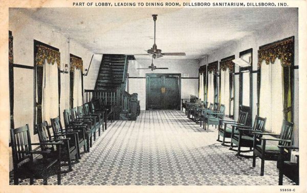 Dillsboro Indiana Sanitarium Dining Room Lobby Antique Postcard K100170