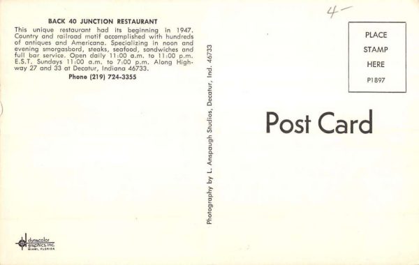 Decatur Indiana Back 40 Junction Multiview Vintage Postcard K100177 - Image 2