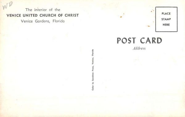 Venice Gardens Florida United Church Of Christ Interior Vintage Postcard K100184 - Image 2