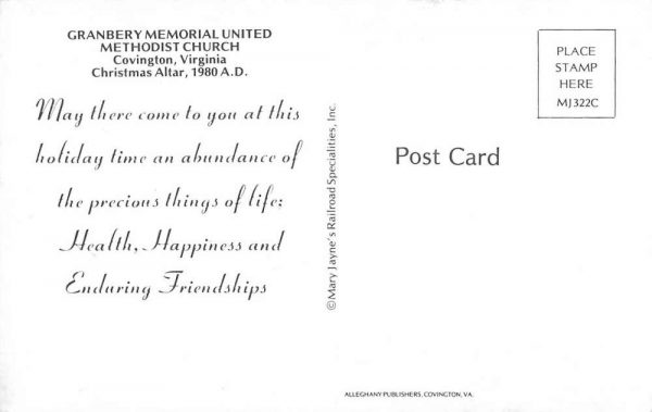 Covington Virginia Granbery Memorial Church Interior Vintage Postcard K100187 - Image 2