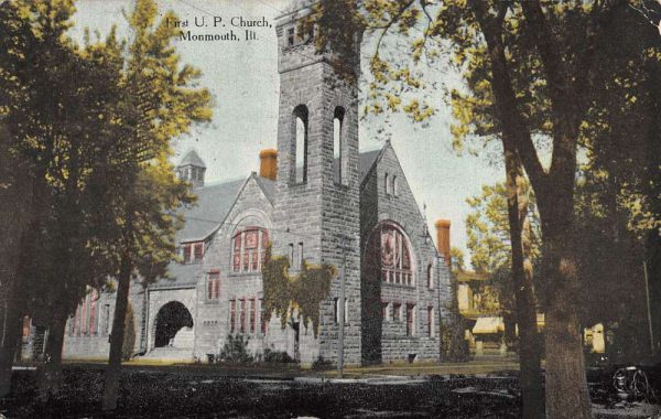 Monmouth Illinois First UP Church Street View Antique Postcard K100198