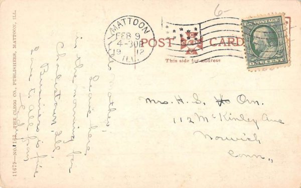 Mattoon Illinois Methodist Church Street View Antique Postcard K100203 - Image 2