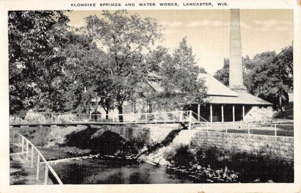 Lancaster Wisconsin Klondike Springs Water Works Antique Postcard K100217
