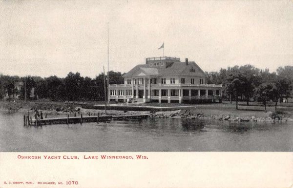 Lake Winnebago Wisconsin Oshkosh Yacht Club Waterfront Antique Postcard K100234