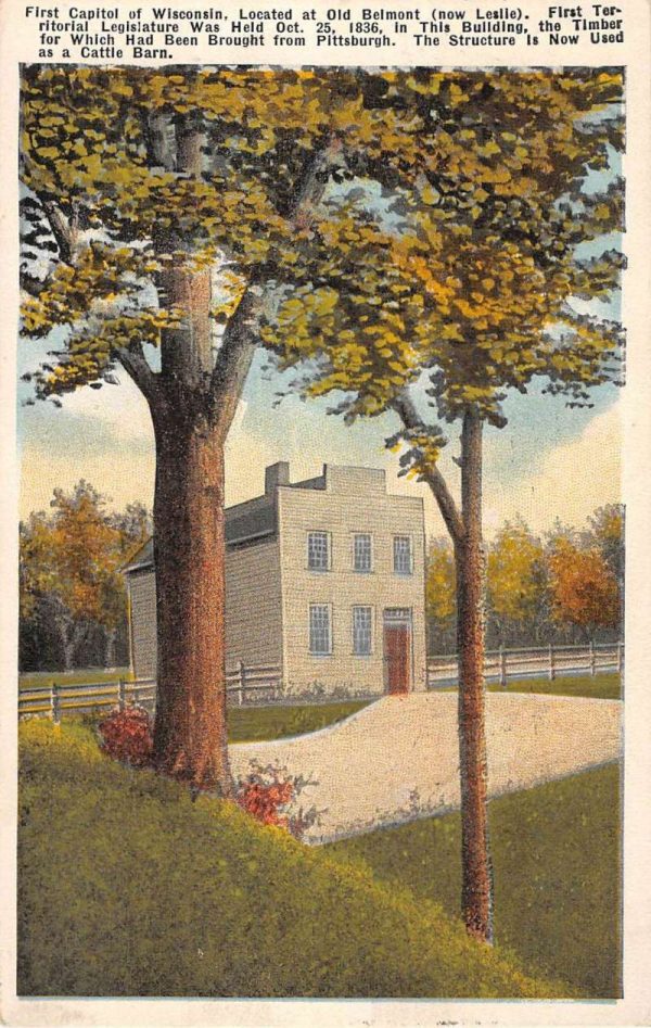 Old Belmont Wisconsin First Law Building Street View Antique Postcard K100305