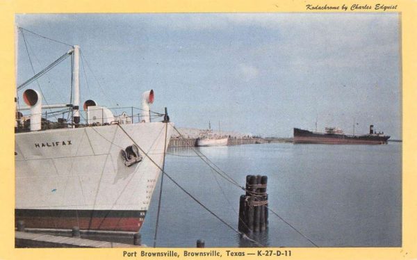 Brownsville Texas Port Boat Waterfront Vintage Postcard K100315