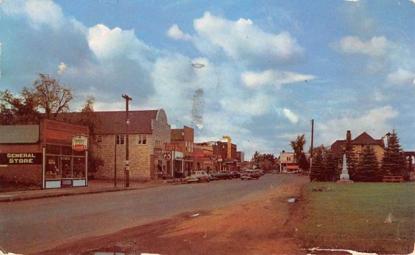 Woodruff Wisconsin Main Street Scene Store Fronts Vintage Postcard K100378