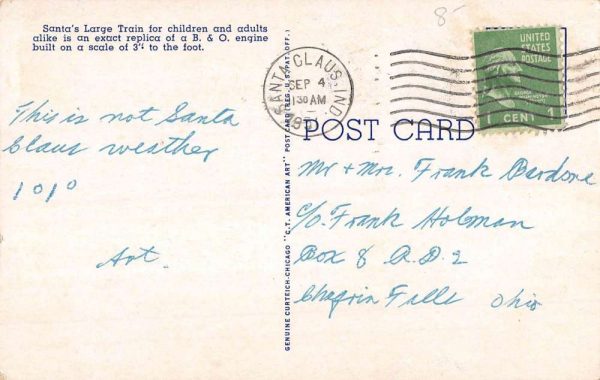 Santa Claus Indiana Lnd Railroad Station Street View Antique Postcard K100410 - Image 2